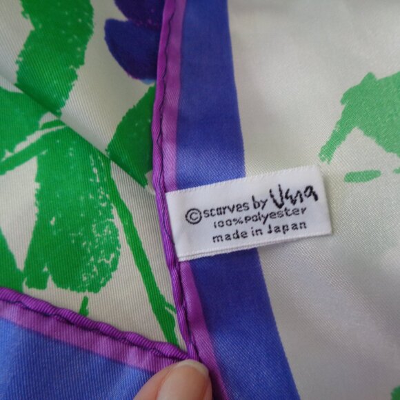 Vera Neumann Purple Green Flowers Grapes Abstract Woman's Scarf - Picture 2 of 2